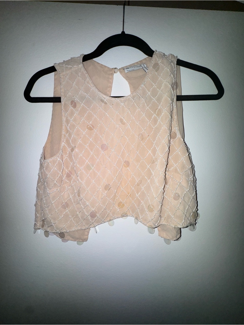 ASOS Cream Beaded Sleeveless Crop Top